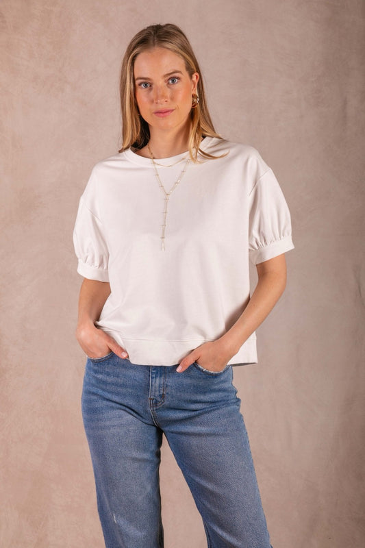 Round Neck Bubble Sleeve Top